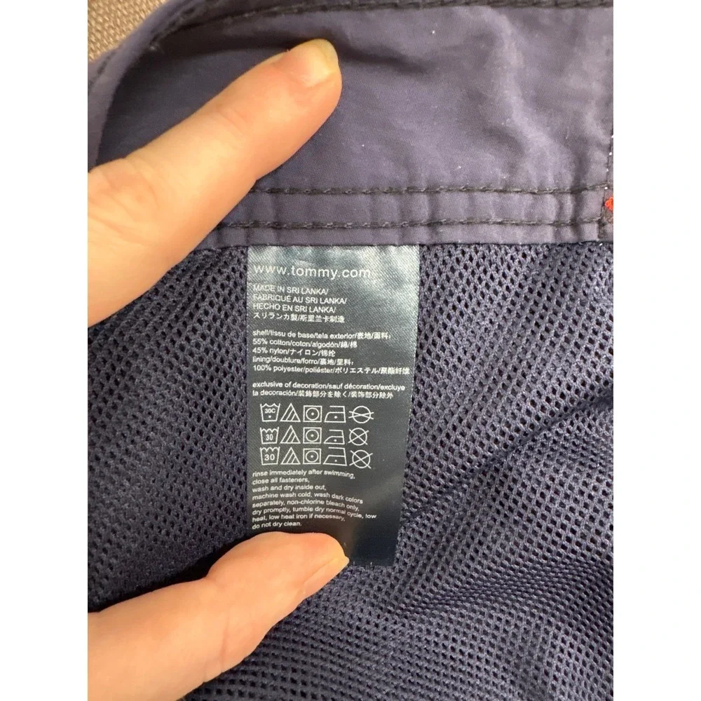 Tommy Hilfiger Mens Navy Blue Colorblock Logo Board Shorts Swim Trunks Large